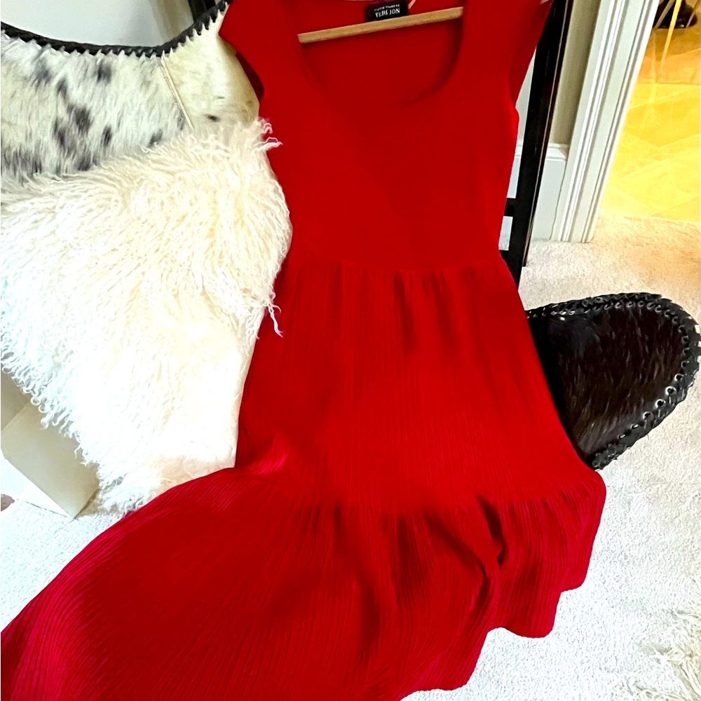 Red Teri Jone fitted dress
